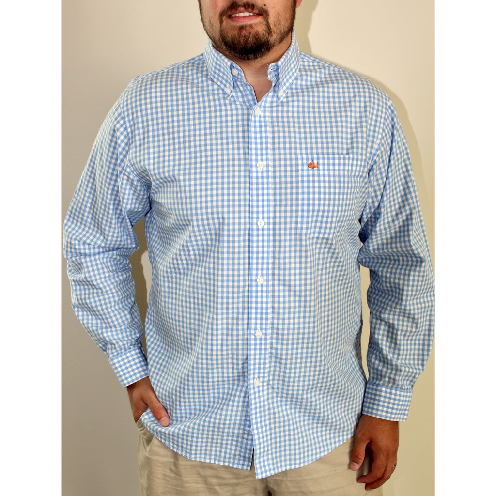 Light Blue Gingham Sport Shirt - Anchor In Clothing
