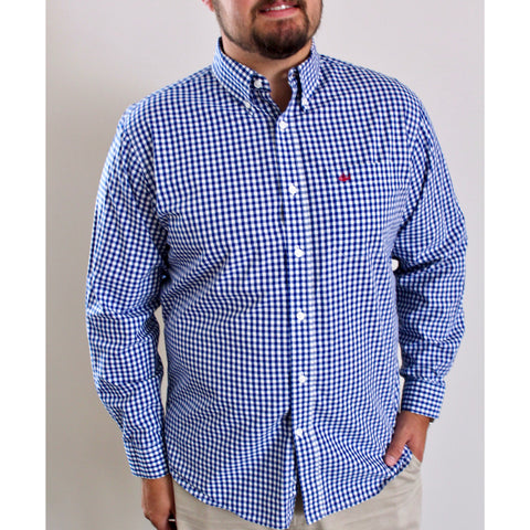 Navy Blue Gingham Sport Shirt - Anchor In Clothing