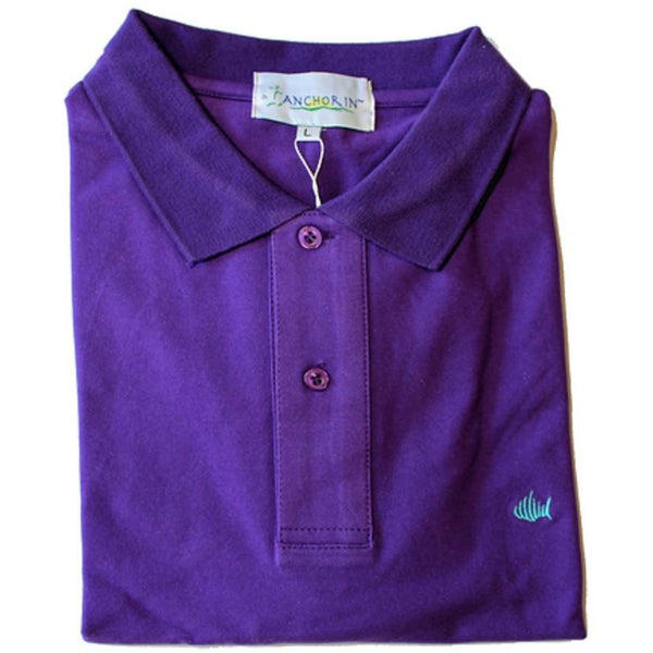 Two Tone Collar Deep Purple Polo - Anchor In Clothing