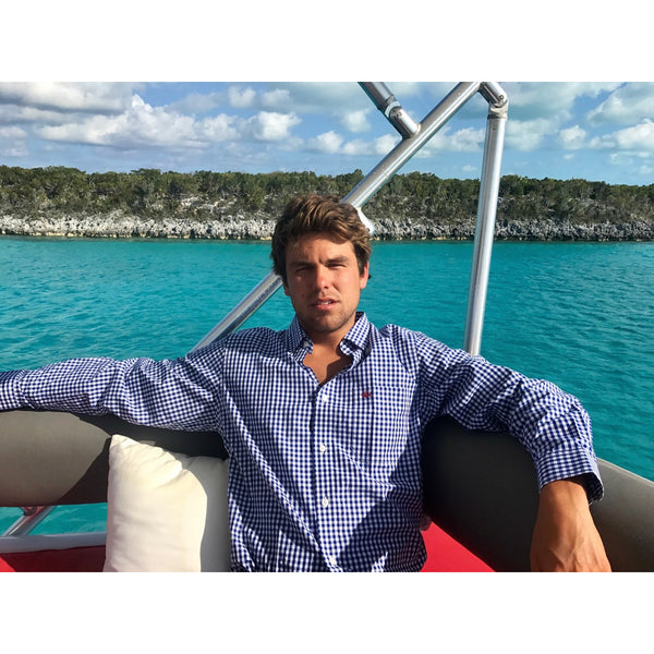 Navy Blue Gingham Sport Shirt - Anchor In Clothing