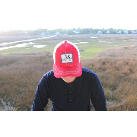 Red Good Fishing Starts Here Trucker Hat - Anchor In Clothing