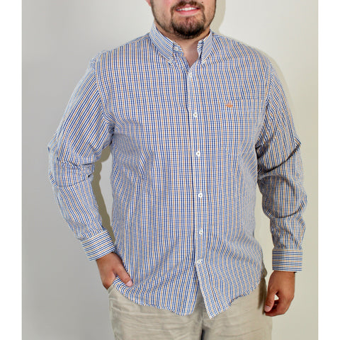 Orange, White and Navy Checkered Sport Shirt - Anchor In Clothing