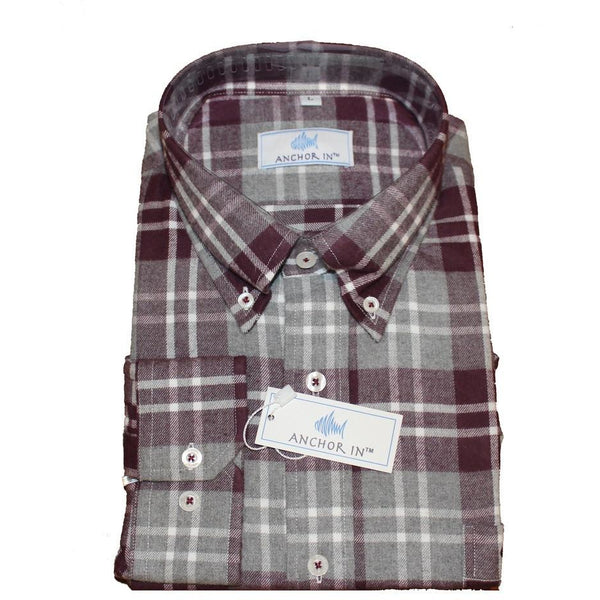 Maroon & Gray Flannel - Anchor In Clothing