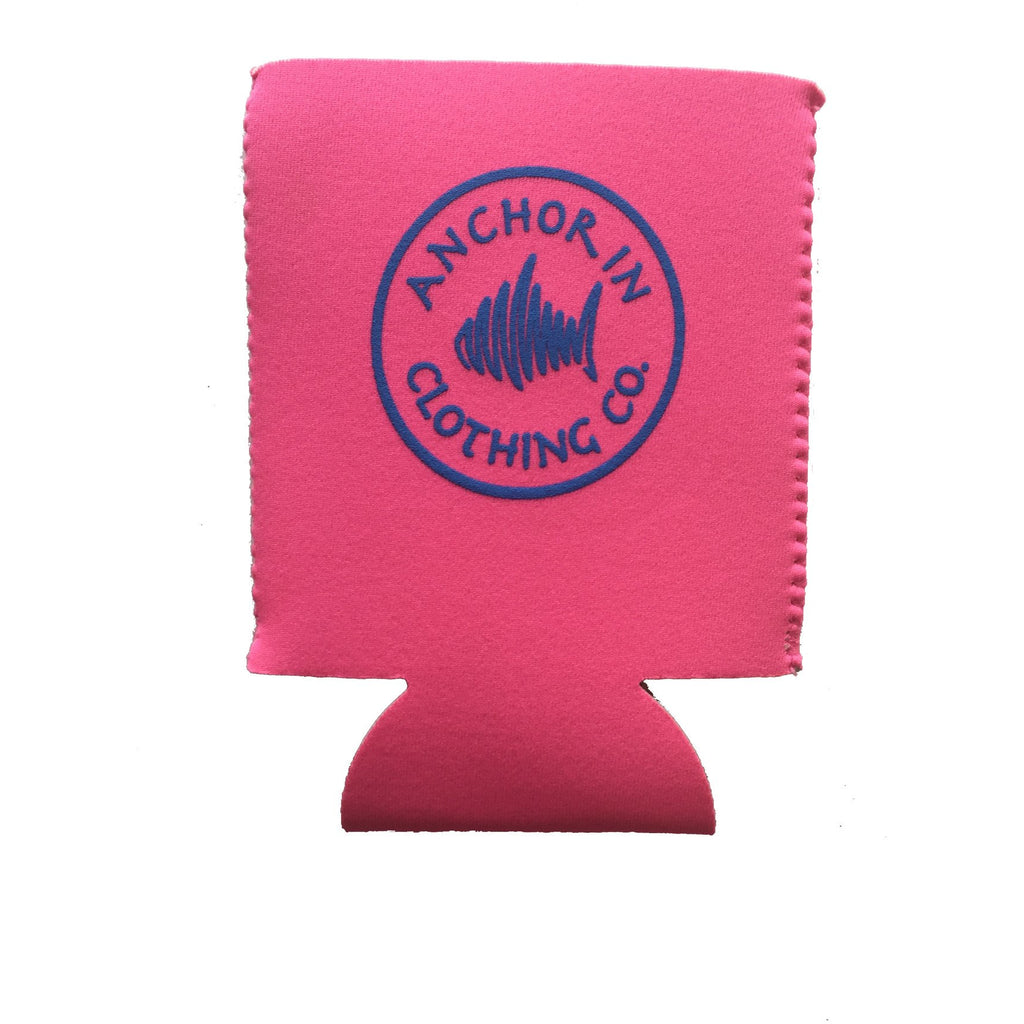 Neon Pink Anchor In Logo Koozie - Anchor In Clothing