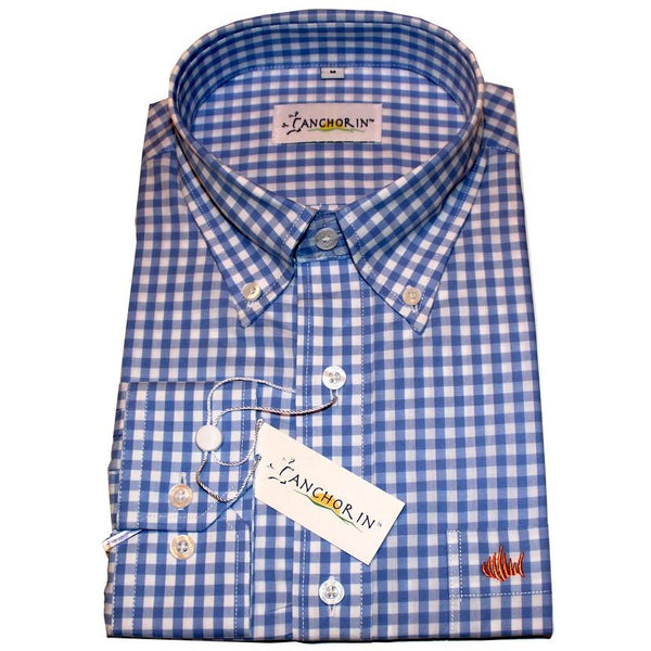 Light Blue Gingham Sport Shirt - Anchor In Clothing