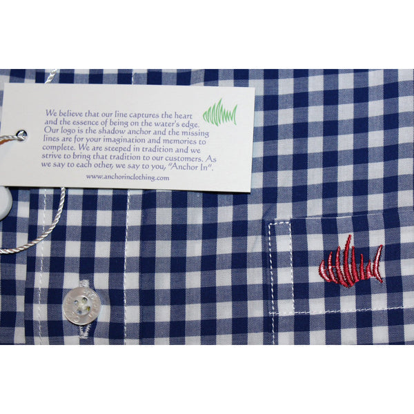 Navy Blue Gingham Sport Shirt - Anchor In Clothing